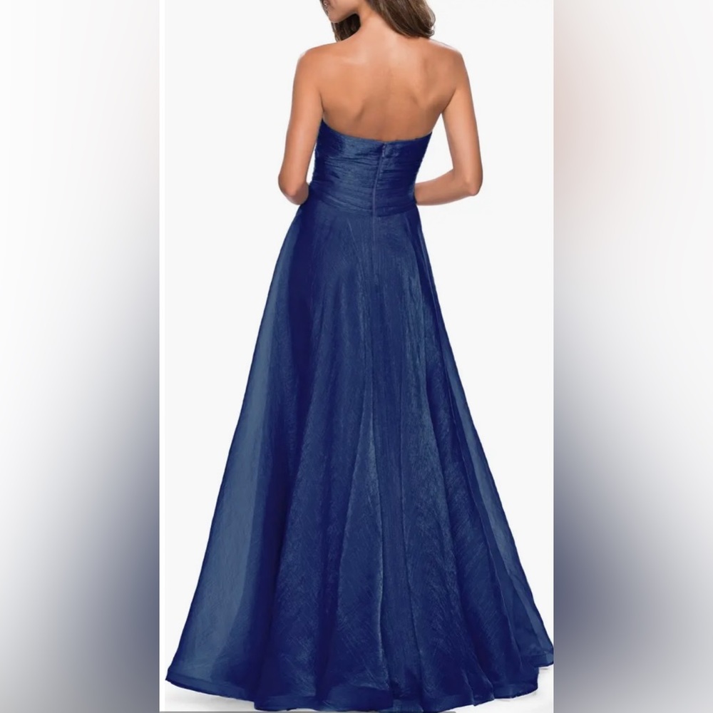 La Femme - Strapless Metallic Organza Gown - Picture 2 of 9